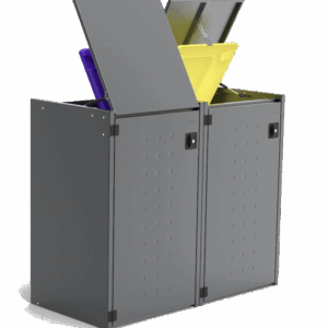 Müllbox Typ Boxxi Stahl verzinkt Anthrazit RAL-7016 mit Kipp-Deckel für 2x 240L
