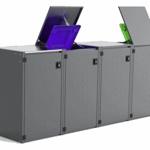 Müllbox Typ Boxxi Stahl verzinkt Anthrazit RAL-7016 mit Kipp-Deckel für 4x 120L